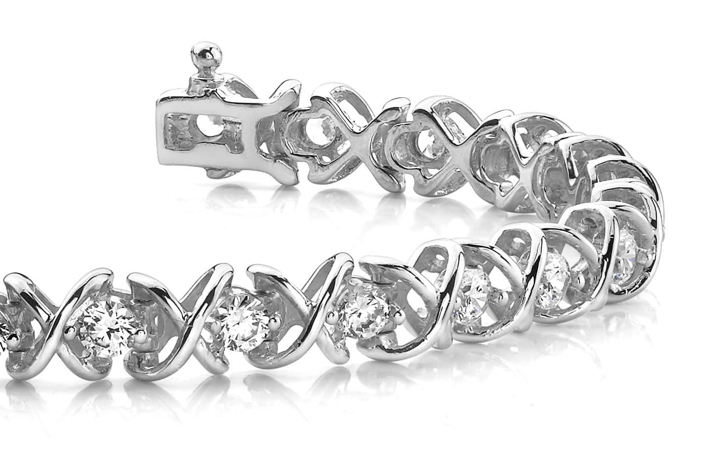 X And O Diamond Bracelet In White Yellow Gold Or Platinum